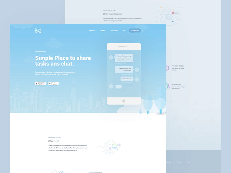 App Landing Page app chat design flat landing landing page minimal product ui ux web website