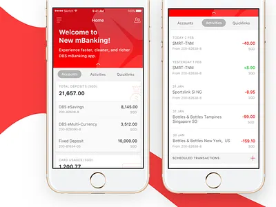 Mobile Banking account balance bank banking credit card deposit finance minimal mobile savings transaction ui ux