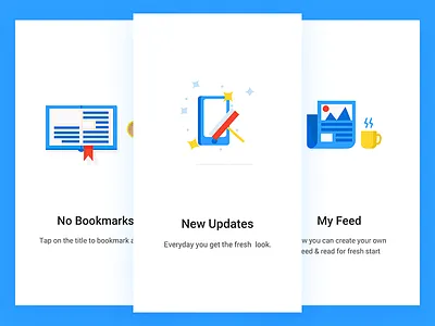 Empty States bookmark clean coffee empty state feed graphic icons illustrations mobile news ui updates
