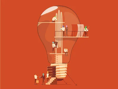 The Ideas office creative edison idea incandescent lightbulb office people team teamwork work