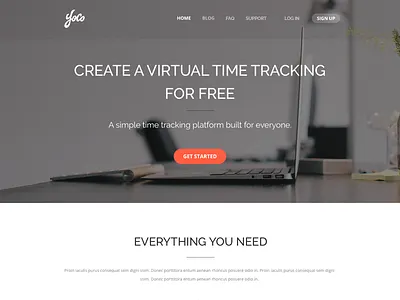 Website mockup home page landing page mock up signup simple time tracking website