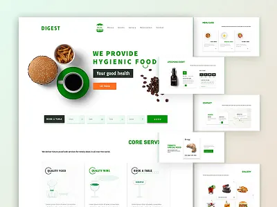 Digest Restaurant website clean creative digest hero slider home minimal. ui order now restaurant ux