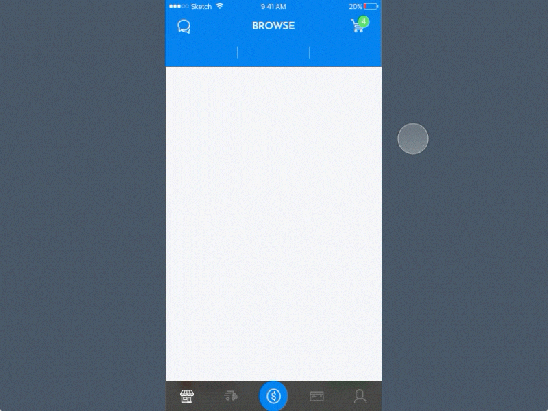 Interactive shop navigation app buy clean design filter interaction menu principle shop simple ui ux
