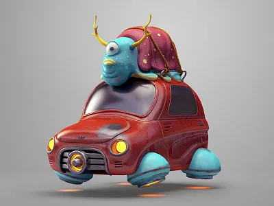 Space Hunt 3d 3dcoat ash c4d car character hunt illustration slug space
