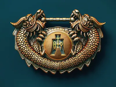 BLOOMBERG///HangSeng Bank 3d alekscg bank bloomberg chinese lock dragon hangseng kuskov magazine metal render