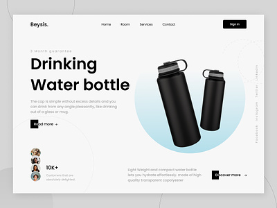 Beysis - Water Bottle Landing Page bottle cup design drink figma home page illustration landing page light theam logo mug social theam ui ux vector water water bottle web website