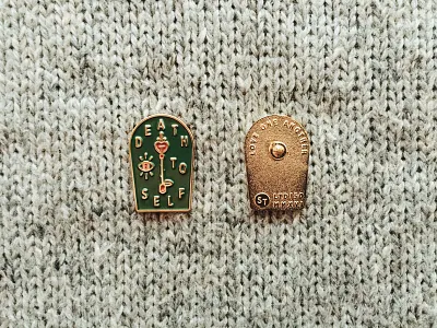 Death To Self pin + print enamel gold illustration lettering pin