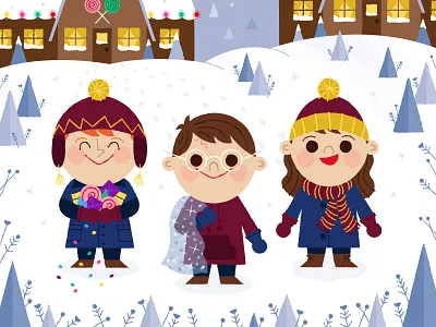 Hogsmeade characters cute harry potter hermione hogsmeade hogwarts honeydukes illustration ron weasley snow three broomsticks winter