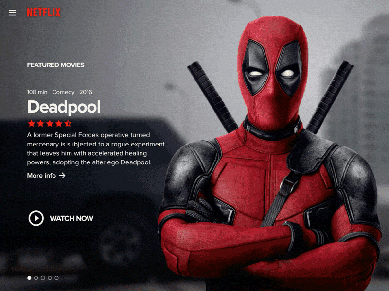 Netflix blur deadpool imdb ipad martian movie details movies netflix parallax sidebar sliding superhero
