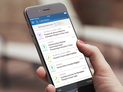 Volunteers App - Opportunities List charity clean ios app list mobile app ong volunteer