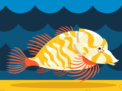 Grunt Sculpin—Seattle Aquarium 2016 advertising animal cartoon fish flat illustration kids minimalism ngo non profit vector zoo