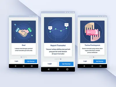 Invoice Onboarding Screens android app blue card illustration invoice material mobile onboard payment shadow