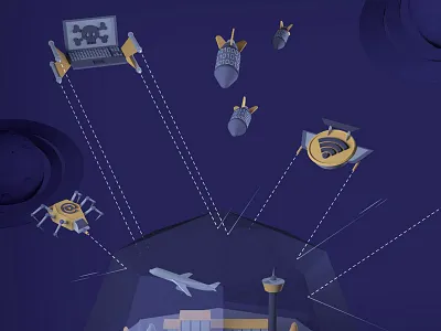 Cyber Security 3d airport cgi cyber digital icons illustratiion infographics security wars wifi