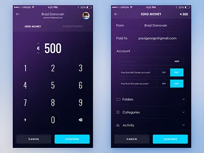 Finance App card coin finance ios iphone mobile money send transaction transfer wallet