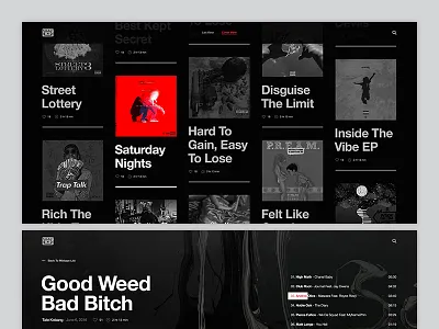 Mixtape black layout mixtape modern music playlist track ux web