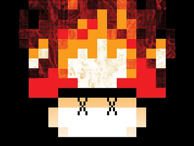 Dream Over 8 bit band burn fire gig poster mario mushroom nintendo