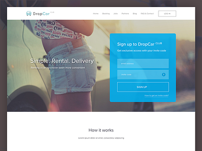DropCar club landing page design car design landing page rental web