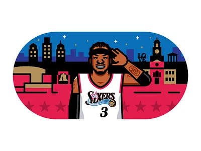Allen Iverson 76ers allen iverson illustration nba philadelphia philly sixers vector