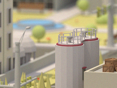 City Blur Shot #1 3d blender building car city factory isometric low model poly vehicle