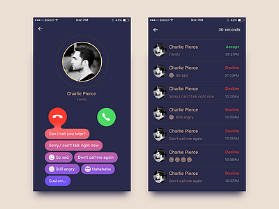 Incoming Call app call design flat incoming ios phone sketch ui