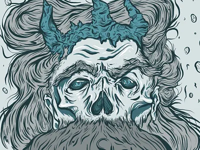 Poseidon - What is dead may never die blue dead digital game of thrones god greek ink paint photoshop poseidon skull water