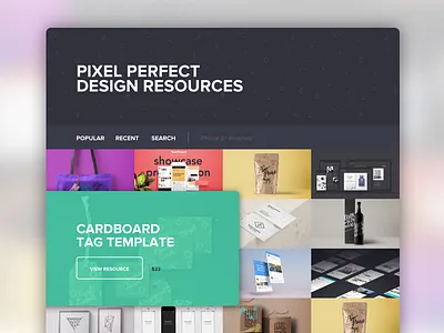 Pixel Perfect Design Resources grid landing page ui