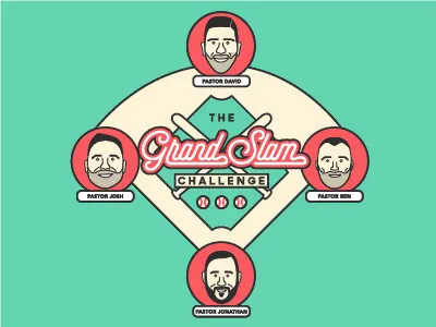 Grand Slam Challenge baseball church diamond flat illustration portrait sports summer