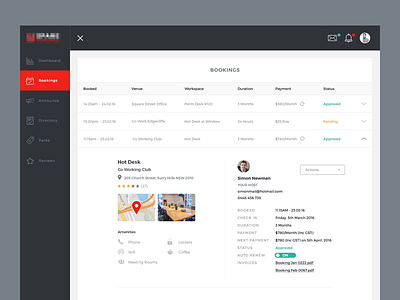 Bookings app bookings dashboard interface start up ui ux web workspace