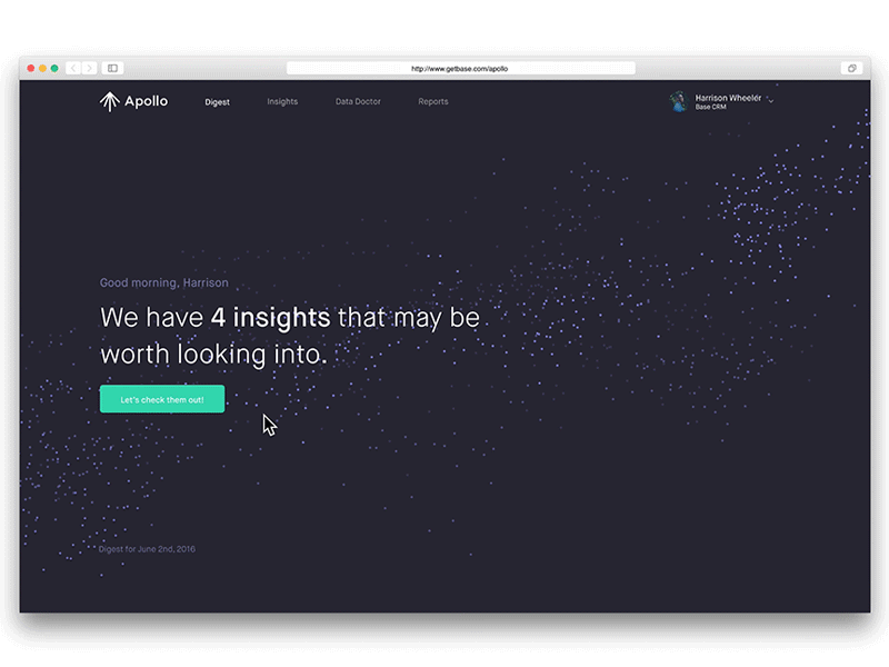 Apollo animation base base crm data desktop framer framerjs reporting summary web