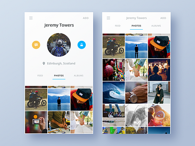 Profile album app clean flat ios iphone light mobile notch ui ux