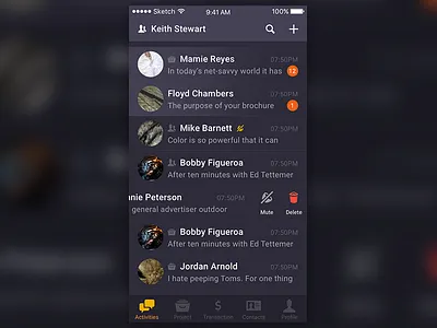 Main screen for new app app dark ui ios iphone list