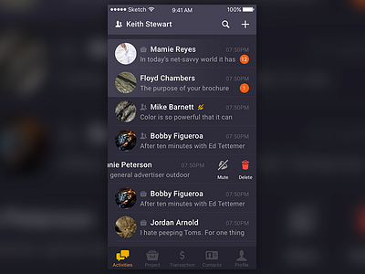Main screen for new app app dark ui ios iphone list