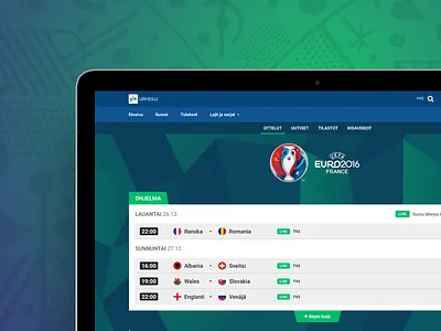 UEFA EURO 2016 - Yle Sports sports ui website