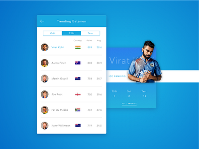 Daily UI#19 Leaderboard clean cricket dailyui day19 leadboard list minimal ui