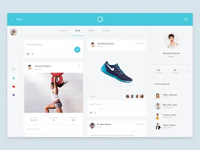 Profile screen dashboard doctor feed fitness flat friends health mail medical profile sport timeline