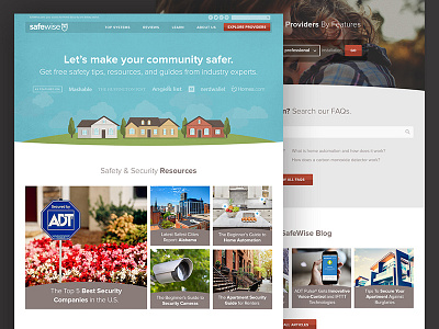 SafeWise Redesign home security houses illustration responsive safety safewise security web