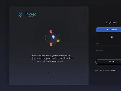 Pindrop Music desgin drop fm ios music pin ui ux webapp