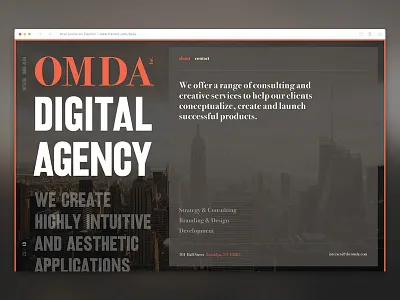 Temporary landing page design agency landing page readymag typography