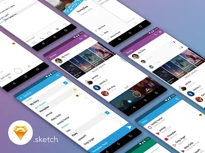 Snapchat UI kit Sketch Freebie freebie kit sketch snapchat ui