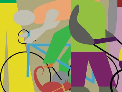 Crosswalk bike characters color folks minimal people pet simple stroller