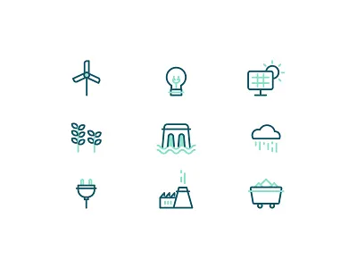 Renewable Energy eco energy environmental geothermal icons mining rain renewable energy reno solar waterdam