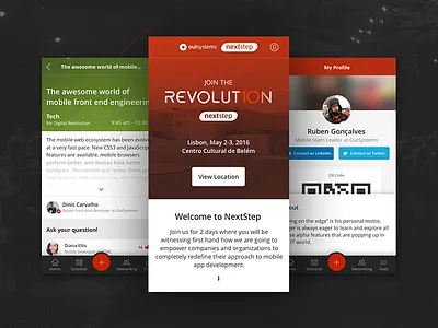 OutSystems NextStep App 2016 agenda android bar event iphone mobile nextstep outsystems profile schedule tab ui