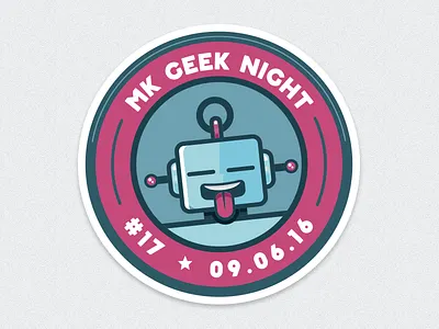 MK Geek Night #17 – Entrance Sticker circle event fun illustration milton keynes mk geek night mkgn print robot sticker swag