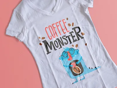 Coffee MONSTER coffee coffeee beans monster t shirt design vector illustration