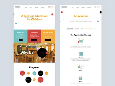 Desktop UI alternative chicago children circles colorful dots education home page icons illustration montessori ui