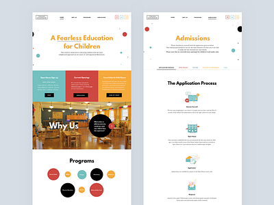 Desktop UI alternative chicago children circles colorful dots education home page icons illustration montessori ui