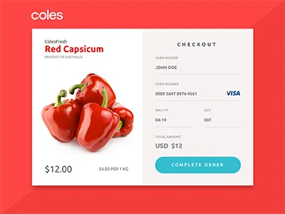 Daily UI #2 - Checkout checkout dailyui minimal red ui design