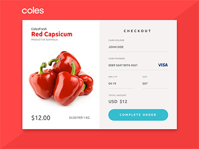 Daily UI #2 - Checkout checkout dailyui minimal red ui design