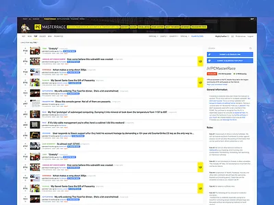 Reddit Re-design button clean menu minimal navigation pcmr reddit redesign sidebar ui