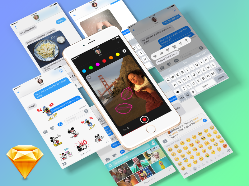 Example of iOS 10 iMessage | Sketch Freebie
